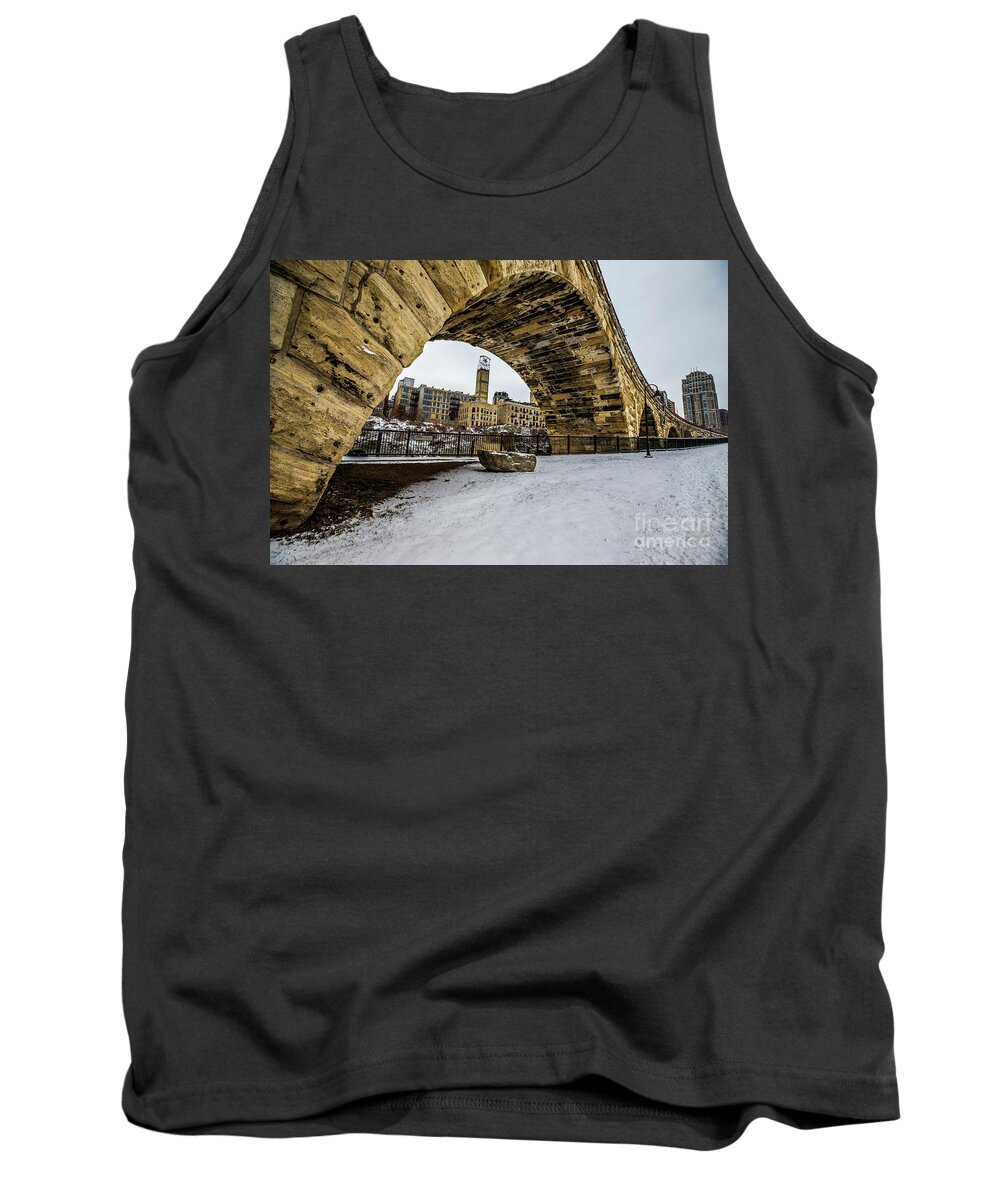 Minnesota Tank Top featuring the photograph Stone Arch Winter by Habashy Photography