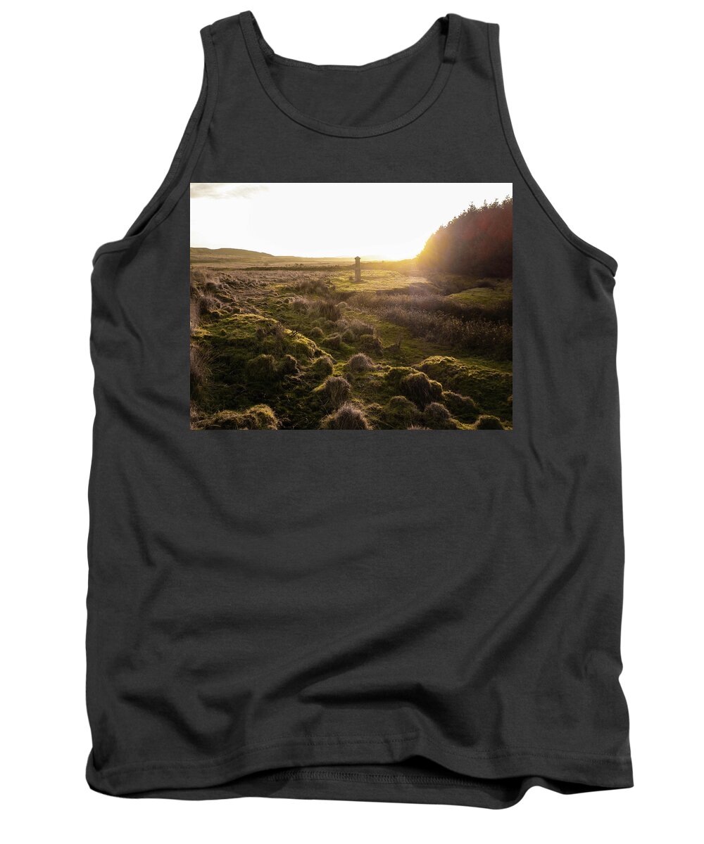 Charlotte Dymond Tank Top featuring the photograph Sunset At Charlotte Dymond Murder Memorial Bodmin Moor Cornwall by Richard Brookes