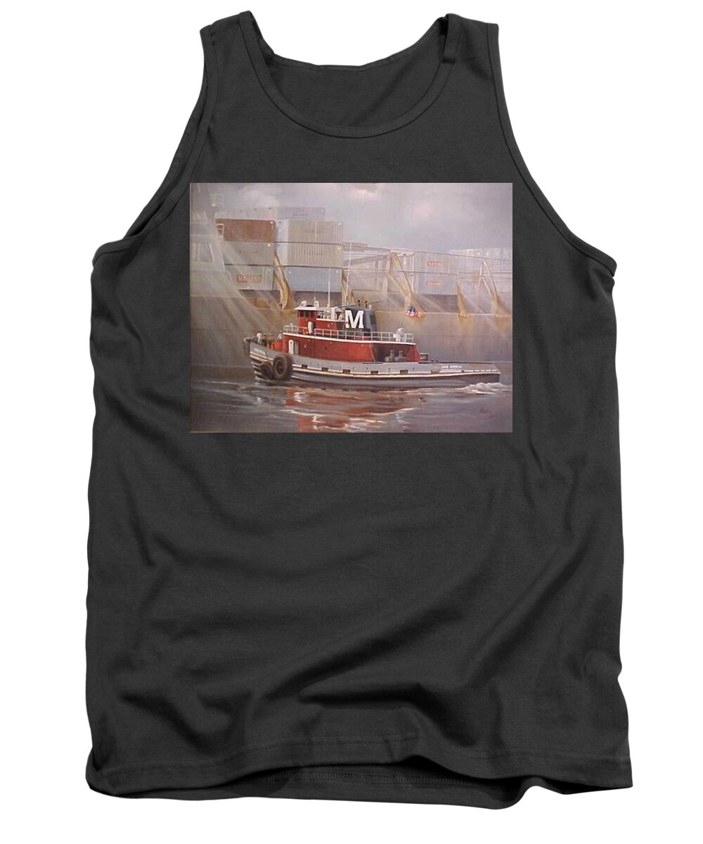 Ann Moran Tank Top featuring the painting The Ann Moran Tugboat by Teresa Trotter