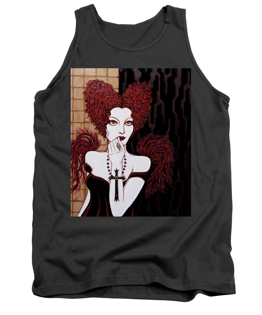 Portrait Tank Top featuring the painting The Confession by Tara Hutton