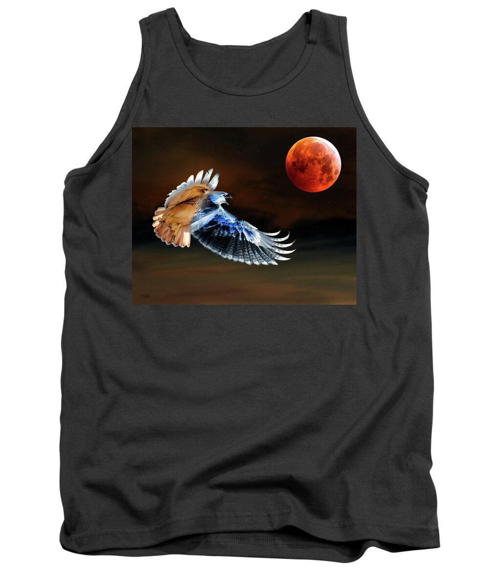 Fantasy Tank Top featuring the digital art The Cry of the super blood wolf moon by Judi Dressler