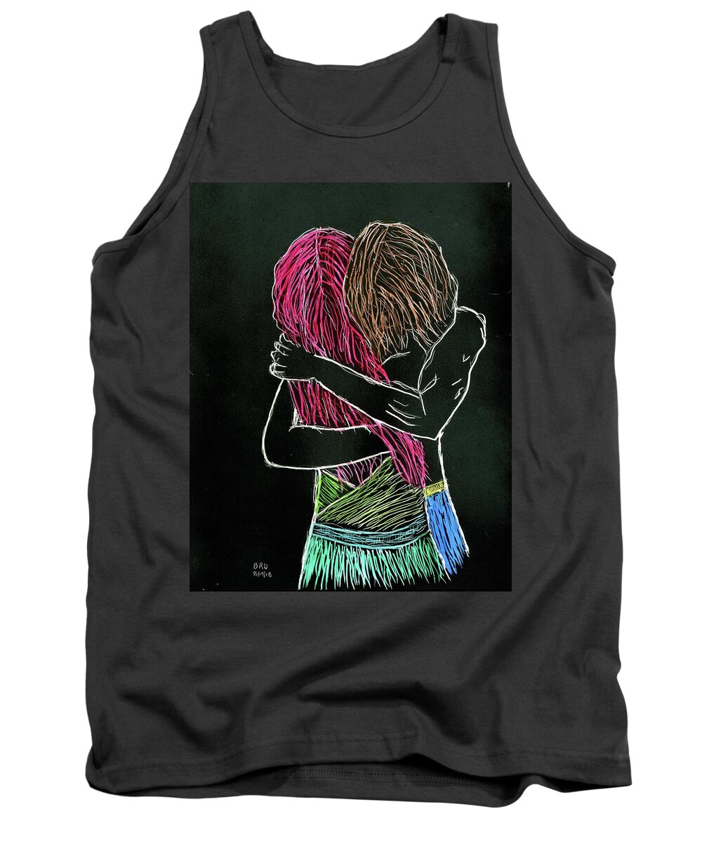 Embrace Tank Top featuring the drawing The Embrace by Branwen Drew