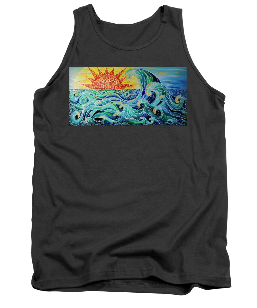 Waves Tank Top featuring the painting The Mother Wave by Patricia Arroyo