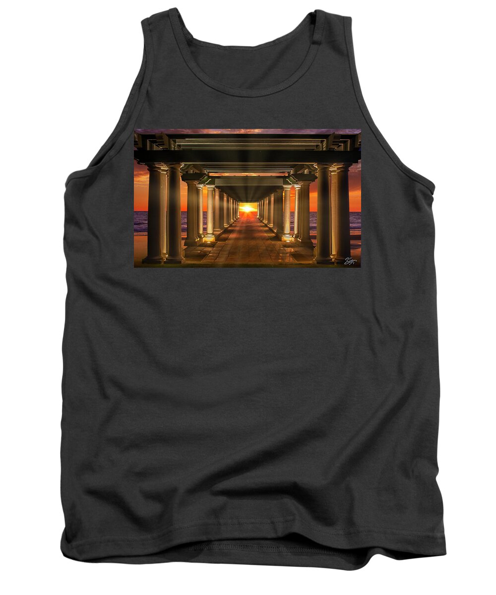 Sea Colonnade Tank Top featuring the digital art The Sea Colonnade by Endre Balogh