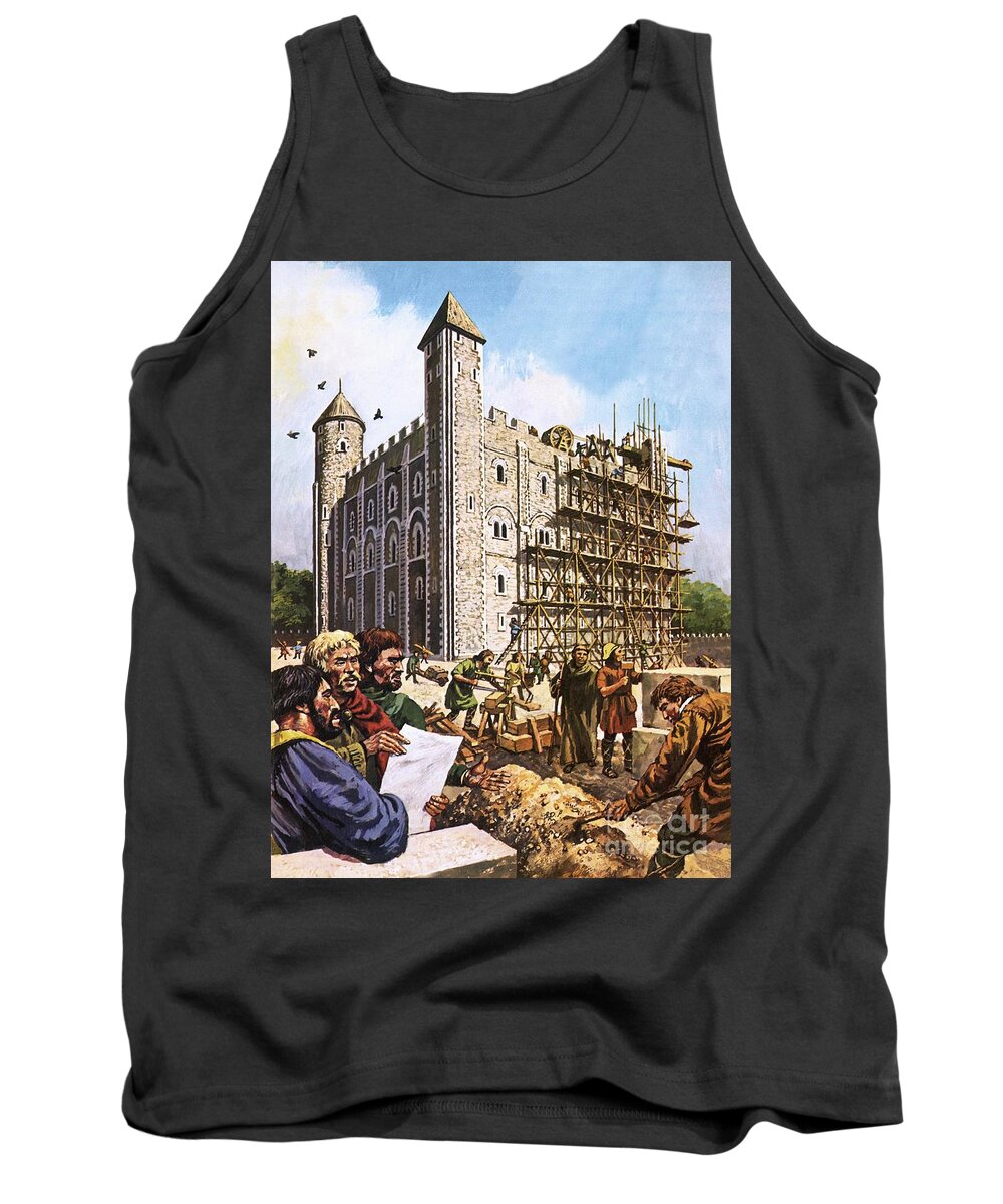 King Tank Top featuring the painting The White Tower, Part Of The Present Tower Of London by Harry Green