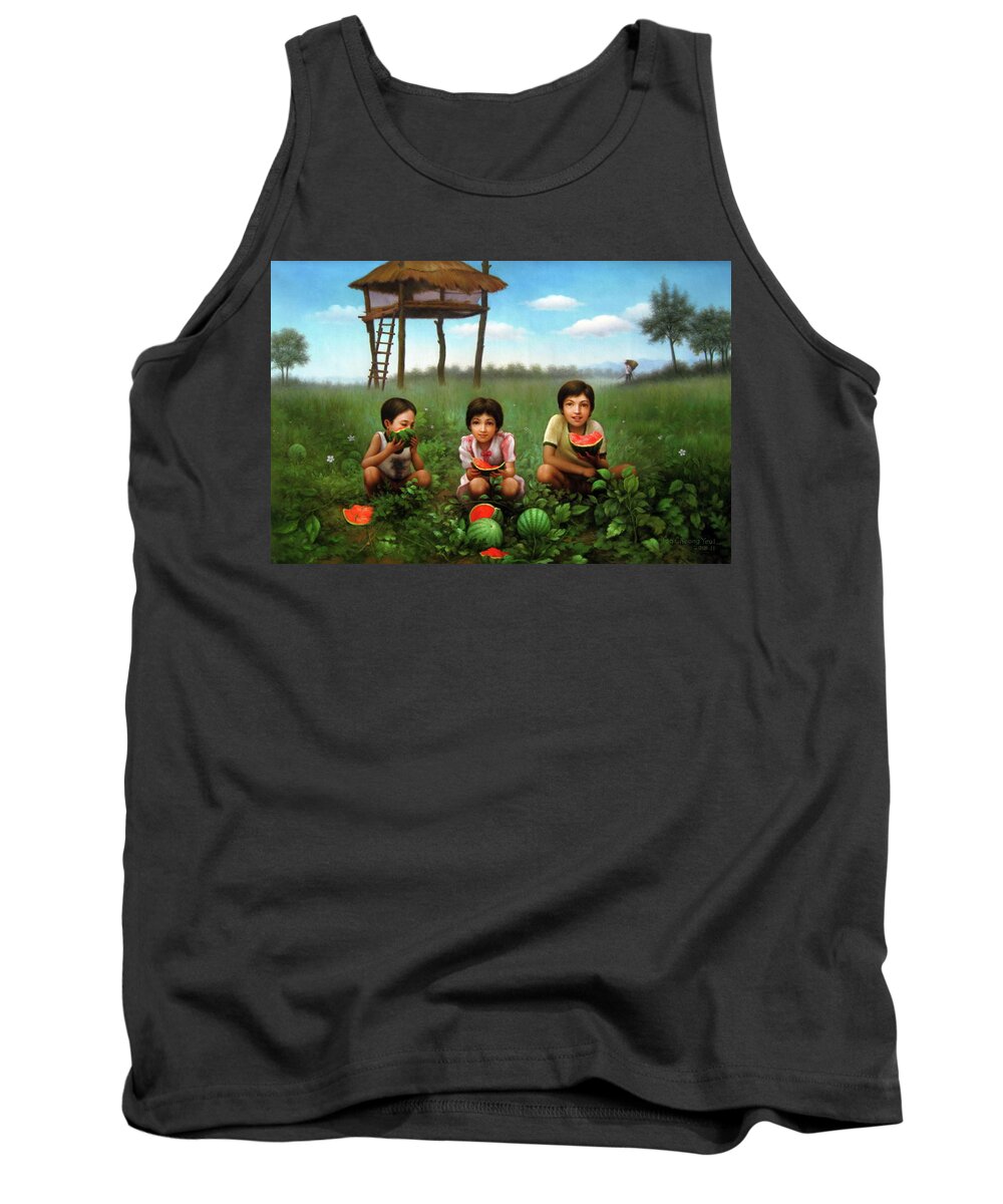 Brother Tank Top featuring the painting Three siblings by Yoo Choong Yeul