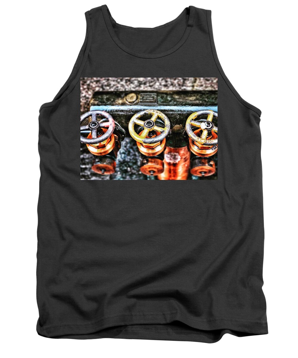  Tank Top featuring the digital art Three valves by Olivier Calas