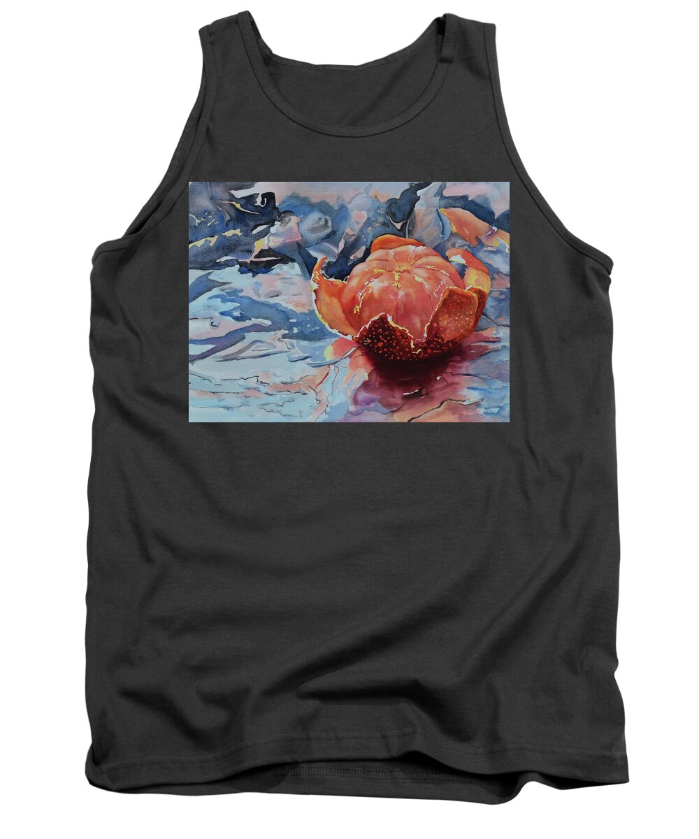 Tangerine Tank Top featuring the painting Unwrapped by Celene Terry