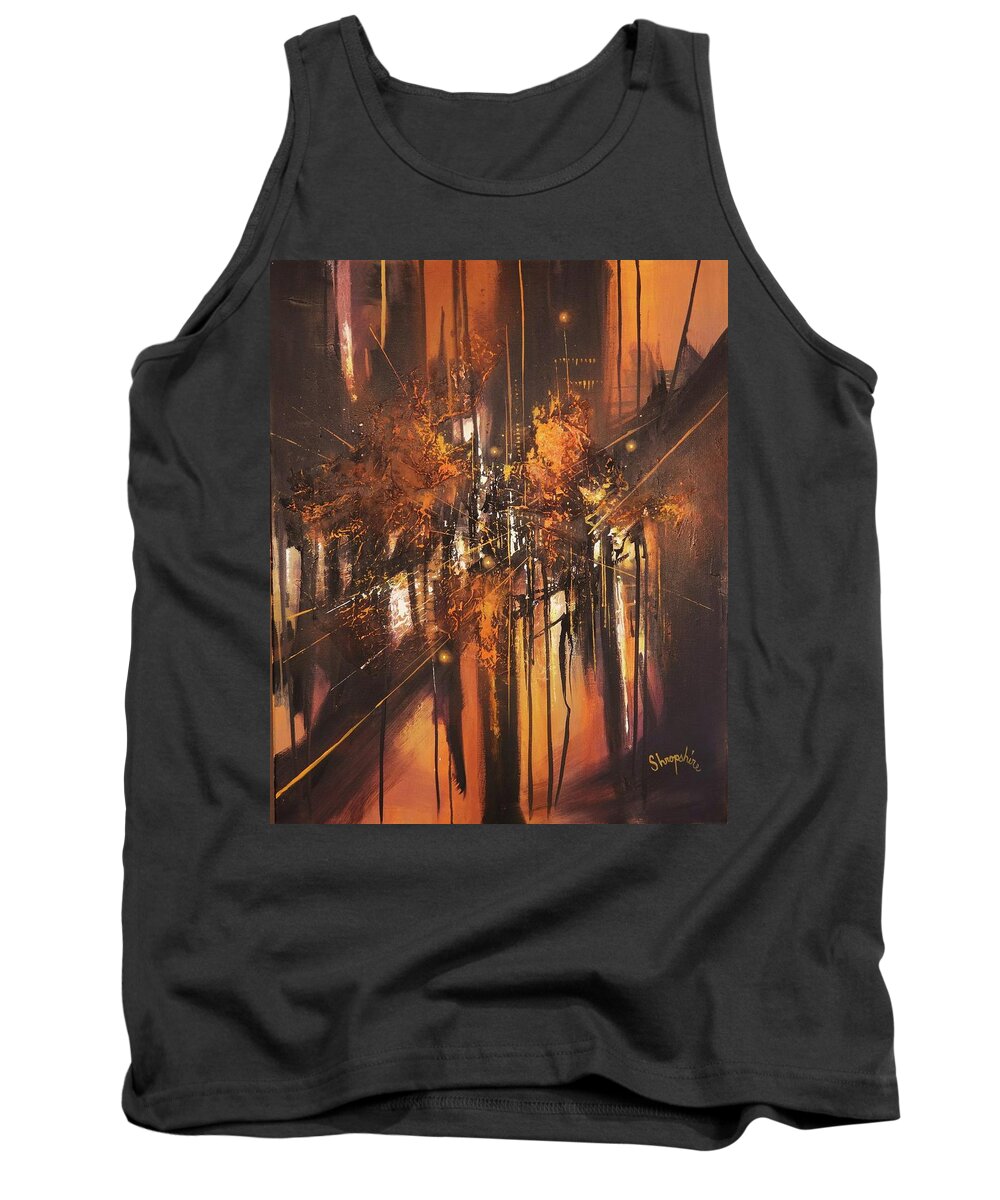 Abstract Tank Top featuring the painting Urban Nocturne by Tom Shropshire