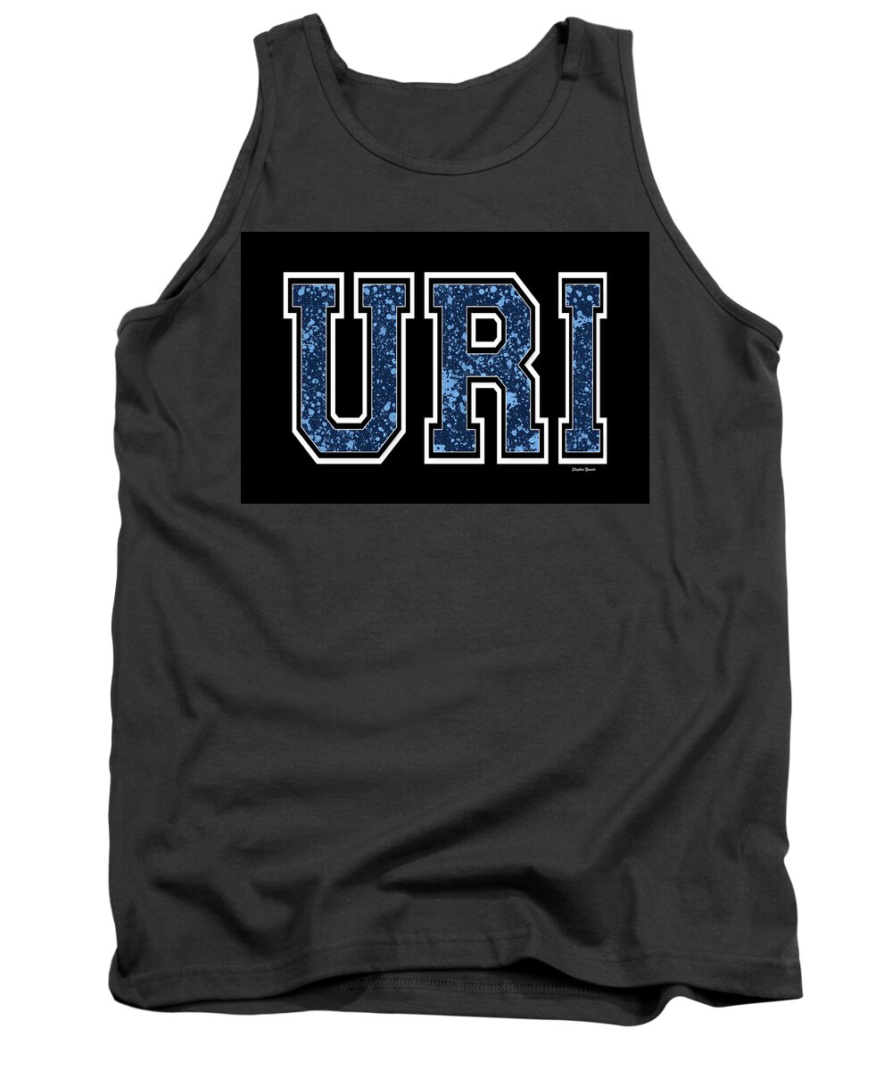 Uri Tank Top featuring the digital art URI - University of Rhode Island - Black by Stephen Younts