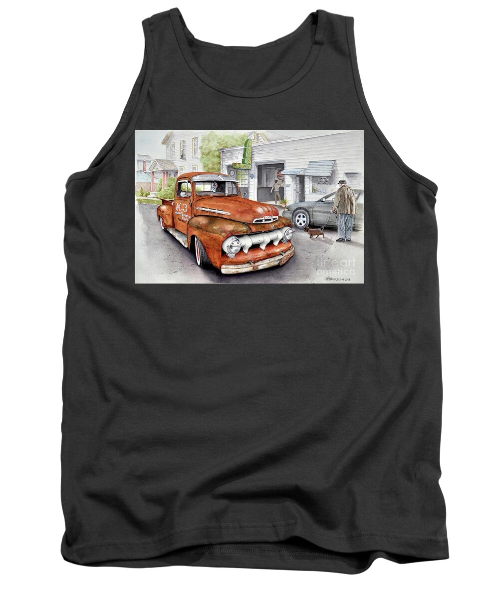 Rust Tank Top featuring the painting Vintage Ford F1 by Jeanette Ferguson