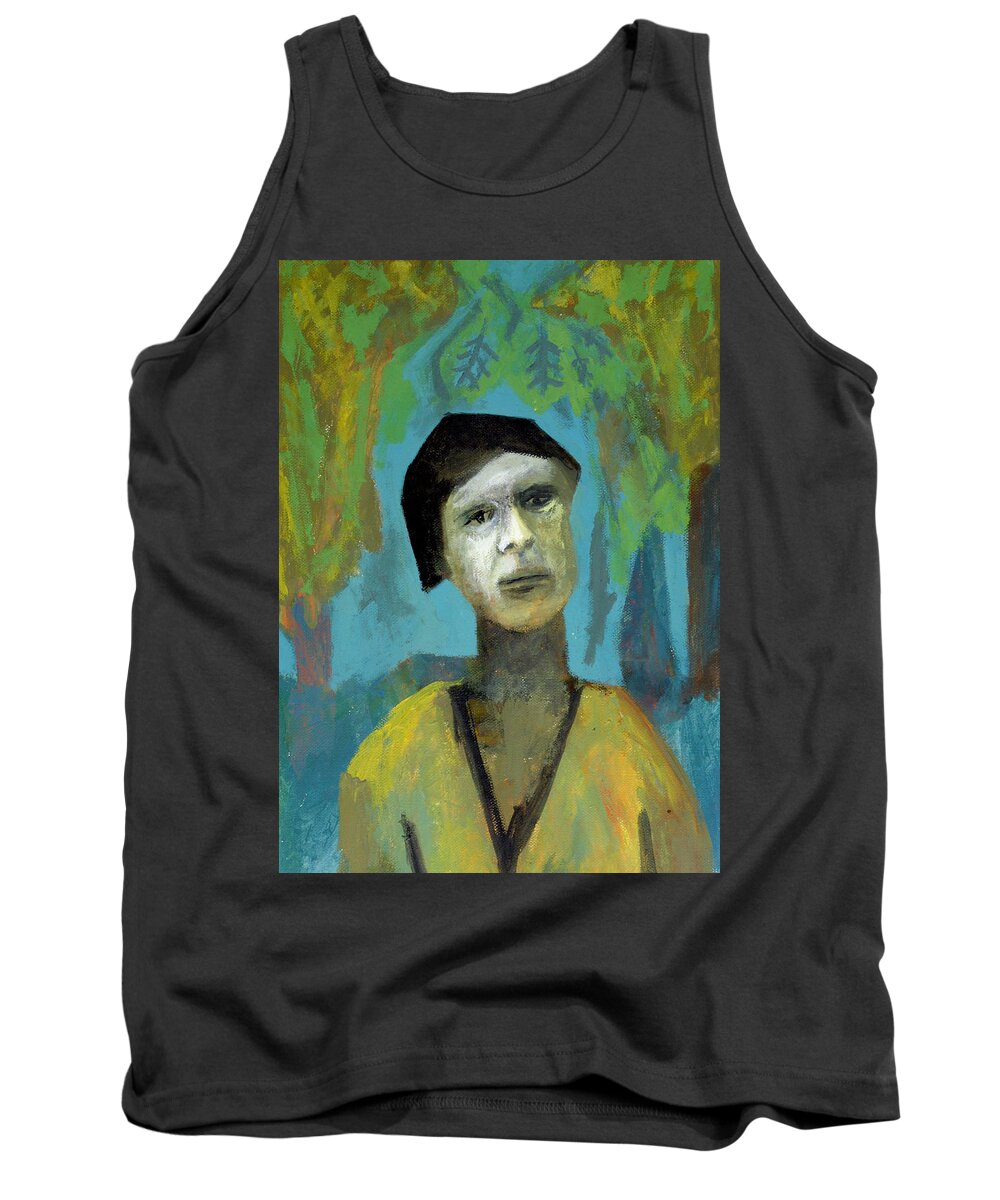 Walking Tank Top featuring the painting Walking in a forest by Edgeworth Johnstone