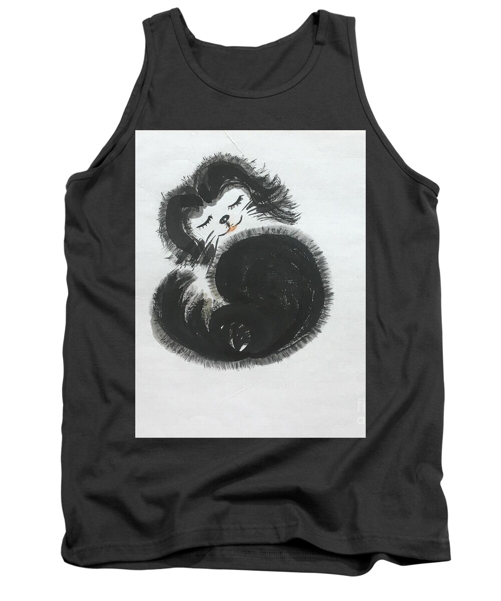 Doggie Tank Top featuring the painting Warm Dog by Carmen Lam