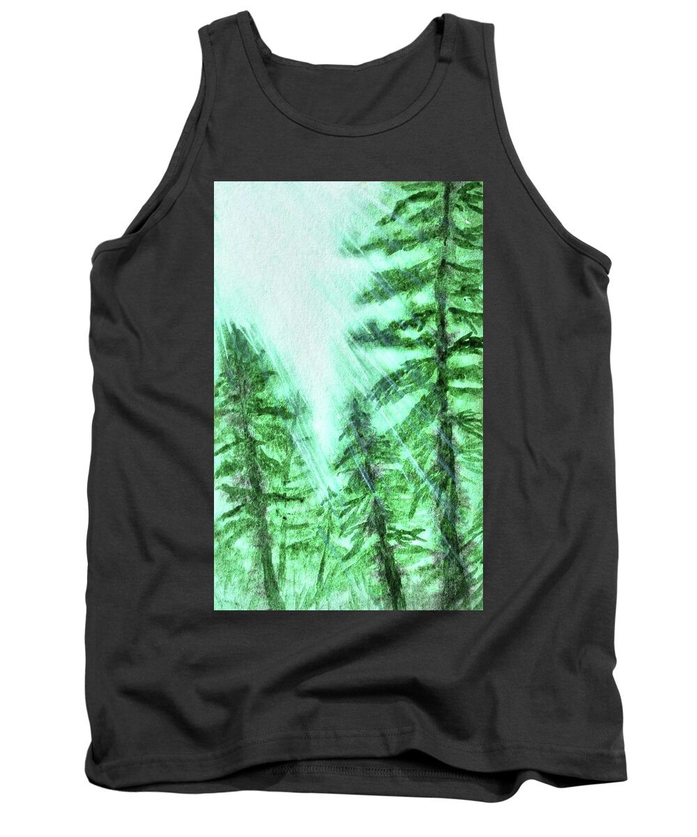 Nature Tank Top featuring the painting Watercolor Series - Streaming Light by Jessie Adelmann