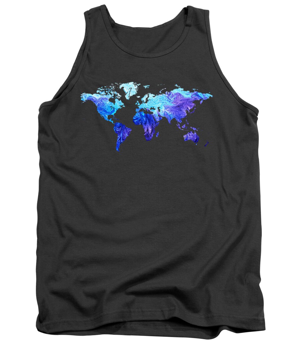 World Map Tank Top featuring the painting Watercolor Silhouette World Map Colorful PNG XXIII by Irina Sztukowski