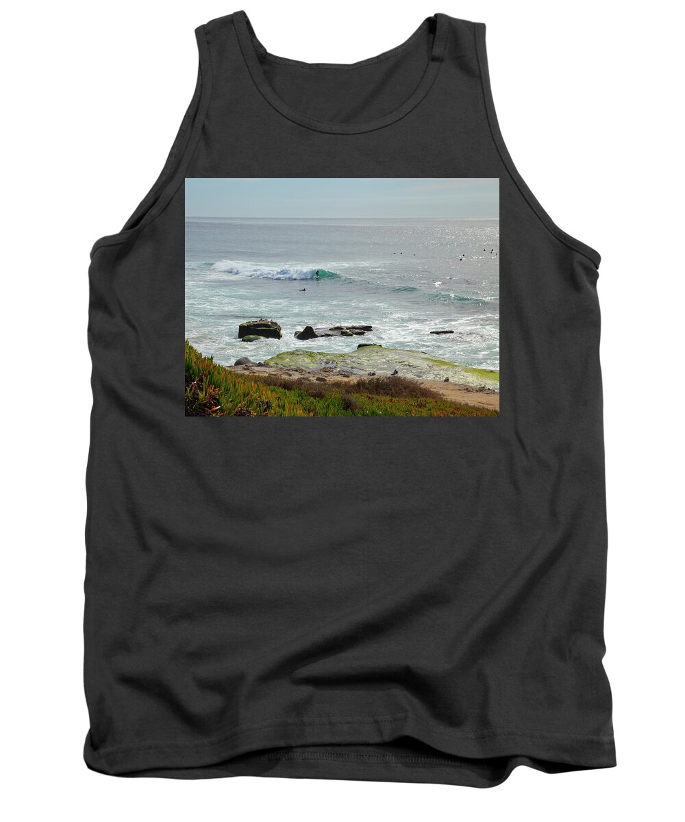 California Beach Tank Top featuring the photograph Wind n Sea Surfer in Wave by Catherine Walters