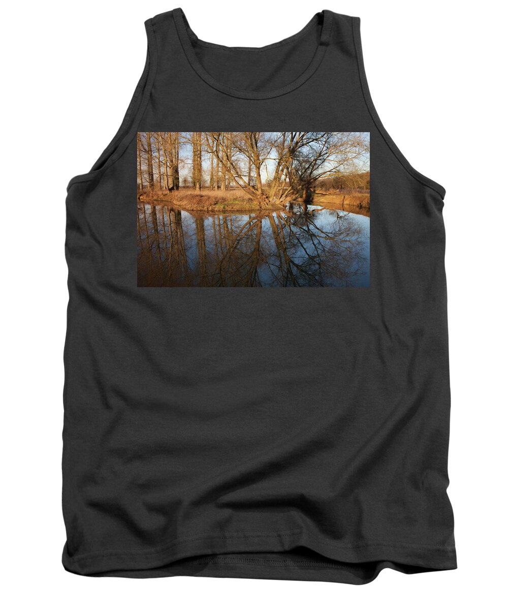 Black Dyke Tank Top featuring the photograph Winter reflections, Black Dyke, Peterborough by Nick Atkin