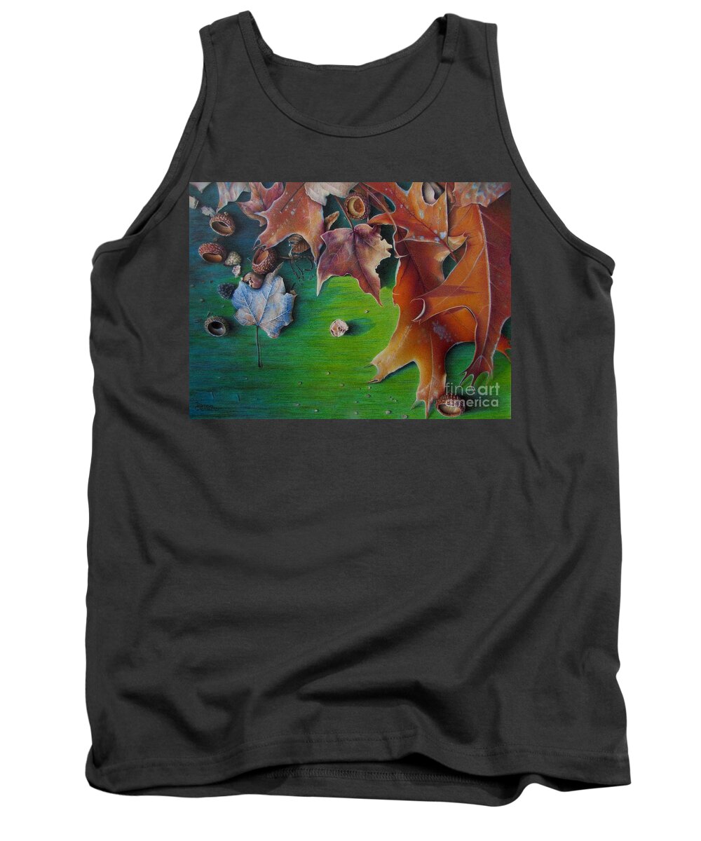 Fall Tank Top featuring the drawing Winter's Prerequisite by Pamela Clements