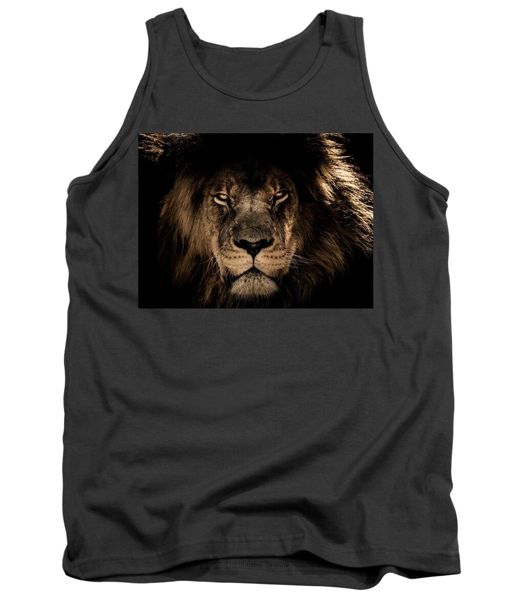  Tank Top featuring the photograph Wise lion by Top Wallpapers