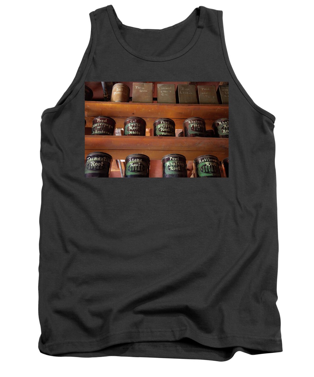 Pharmacy Tank Top featuring the photograph Ye Olde Time Pharmaceuticals by Lora J Wilson