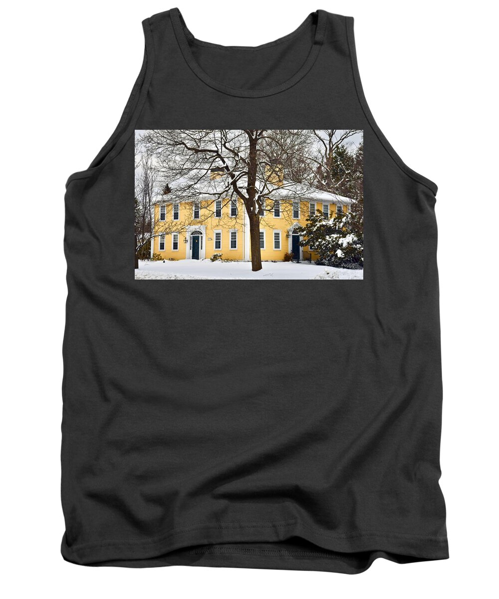 Yellow Tank Top featuring the photograph Yellow Colonial House by Monika Salvan