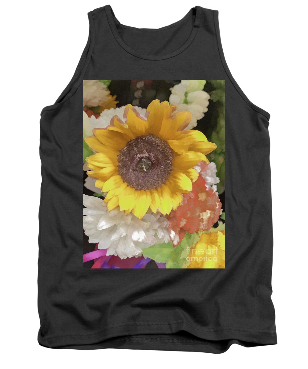 Abstract Tank Top featuring the photograph Yellow flower pastel by Phillip Rubino