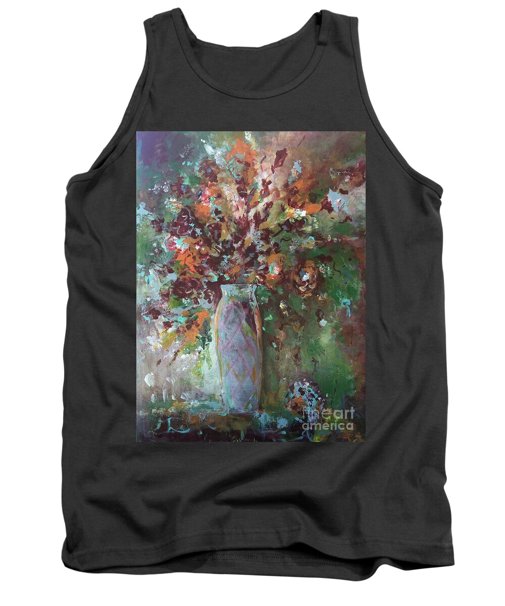 Vase Tank Top featuring the painting Autumnal Glory by Jacqui Hawk