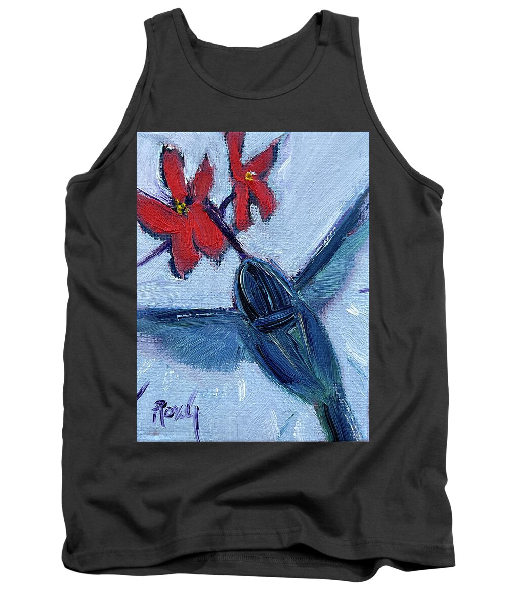 Hummingbird Tank Top featuring the painting Blue Hummingbird #1 by Roxy Rich
