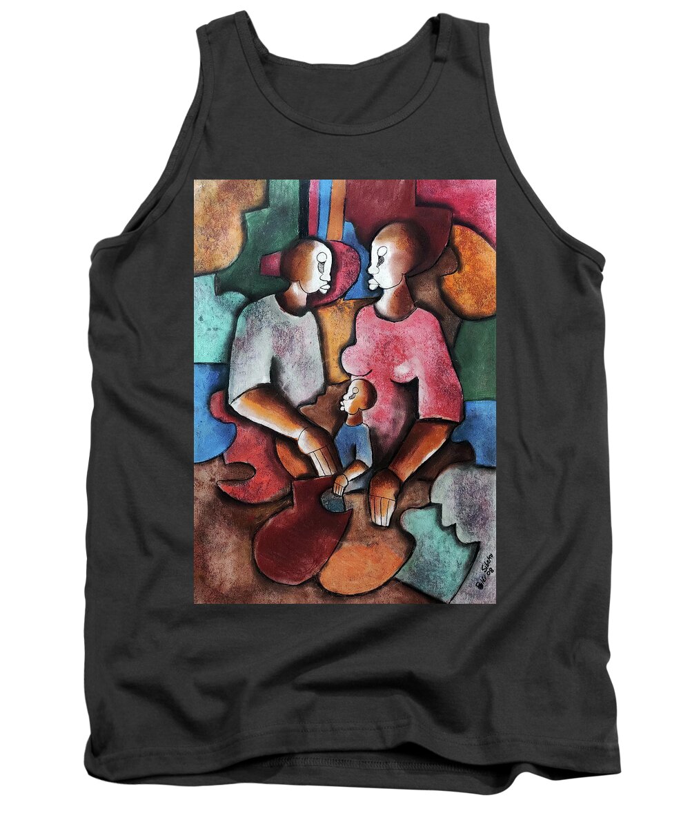 African Art Tank Top featuring the painting Circle of Love by Peter Sibeko 1940-2013