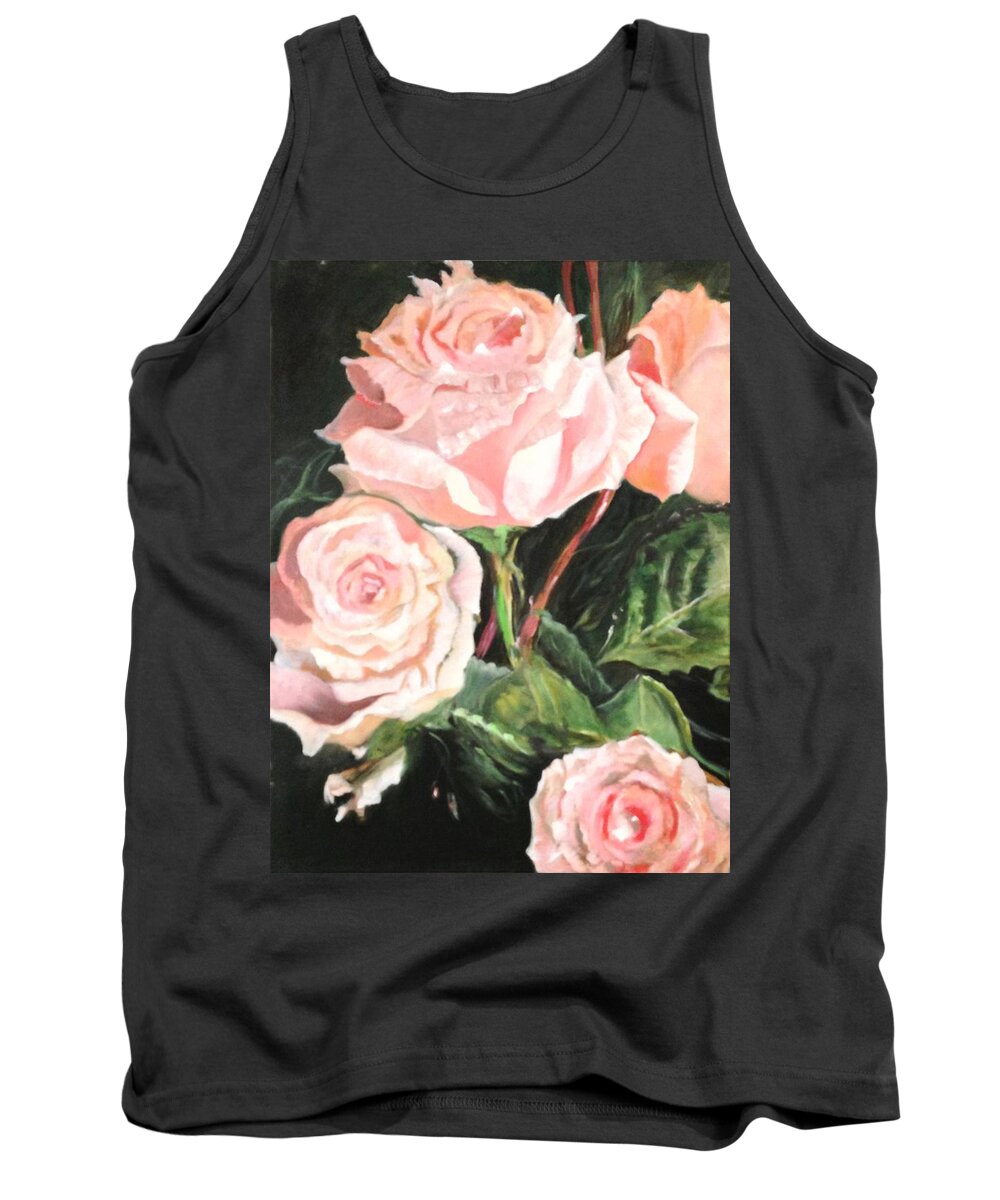 Pink Roses Tank Top featuring the painting Elegant Dancer by Juliette Becker
