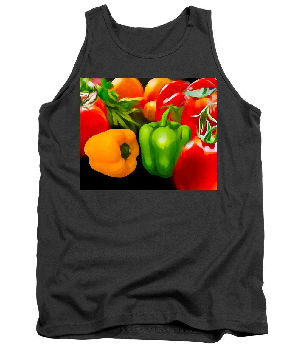 Red Peppers Tank Top featuring the digital art Mixed Peppers by Gayle Price Thomas