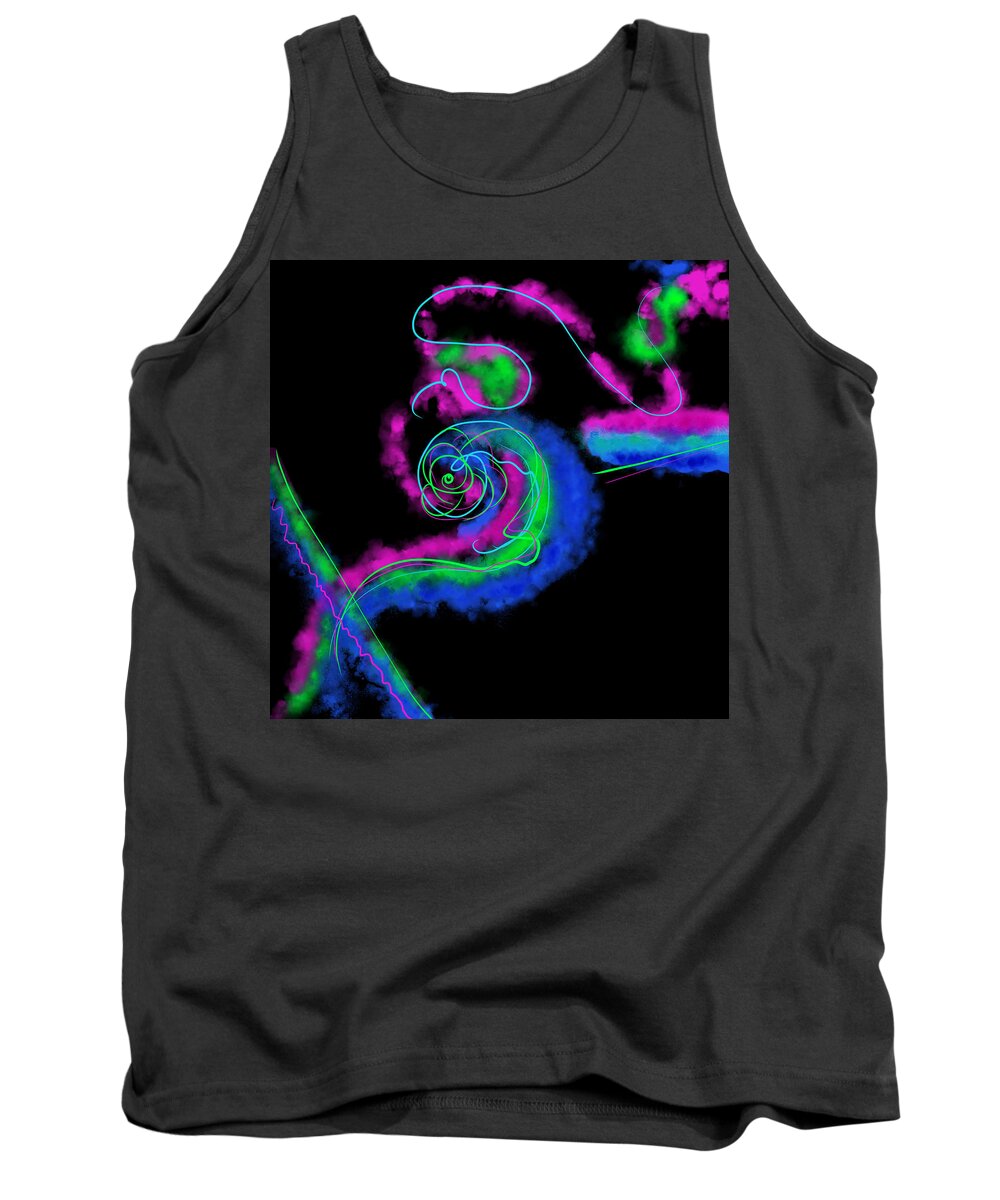 Neon Lights Tank Top featuring the digital art Neon Nights by Amber Lasche