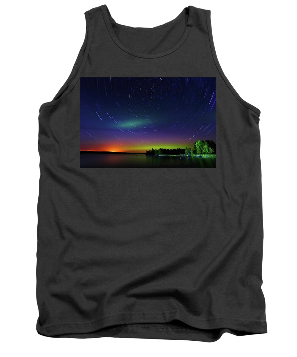 Northern Lights Tank Top featuring the photograph Northern Lights with Startrails #1 by Shixing Wen