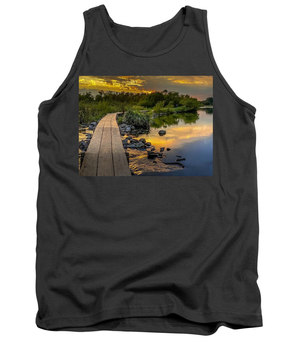 Sunset Tank Top featuring the photograph Sunset at Purgatory Creek #2 by Susan Rydberg