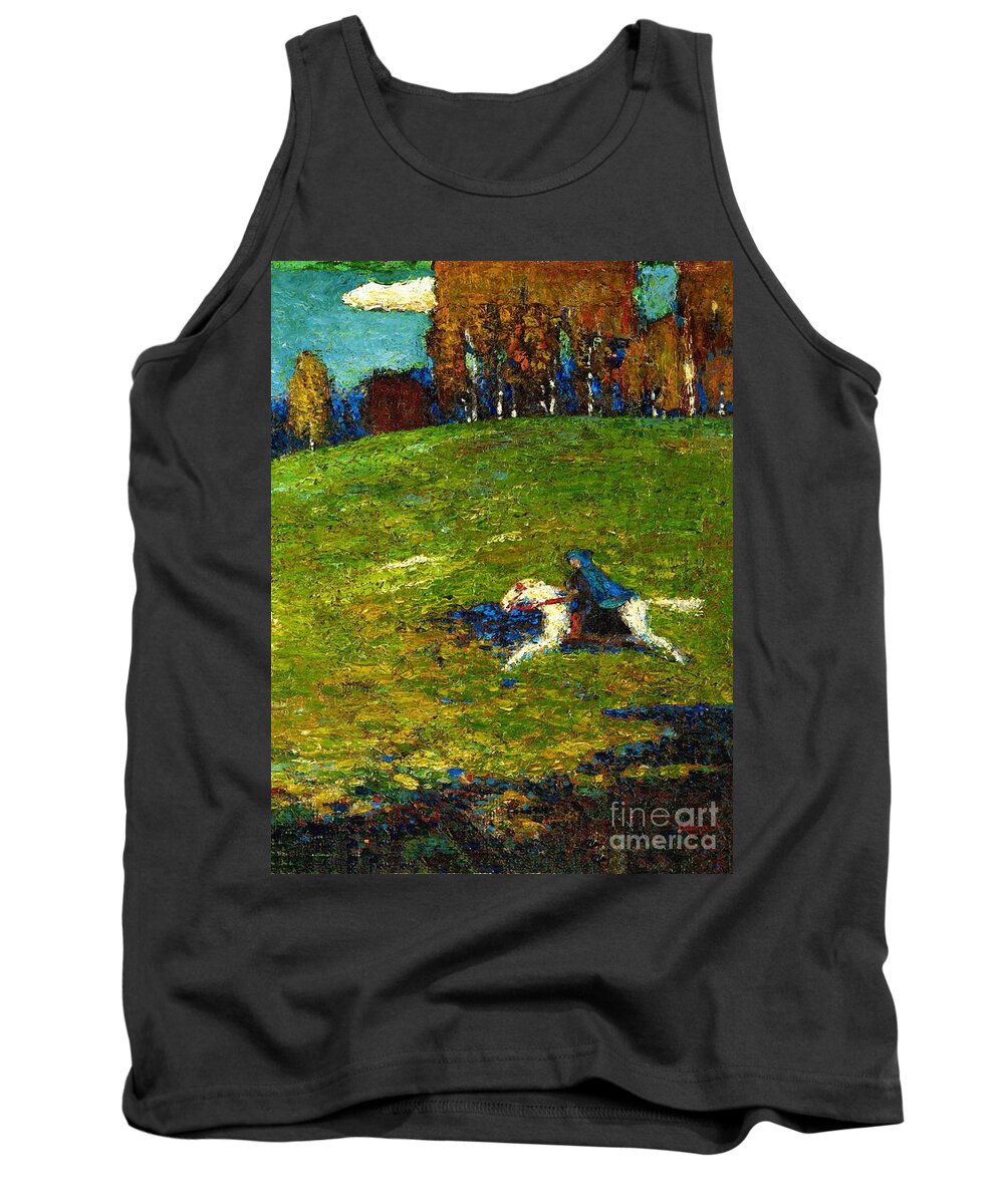 The Blue Rider Tank Top featuring the painting The Blue Rider, 1903 #1 by Wassily Kandinsky