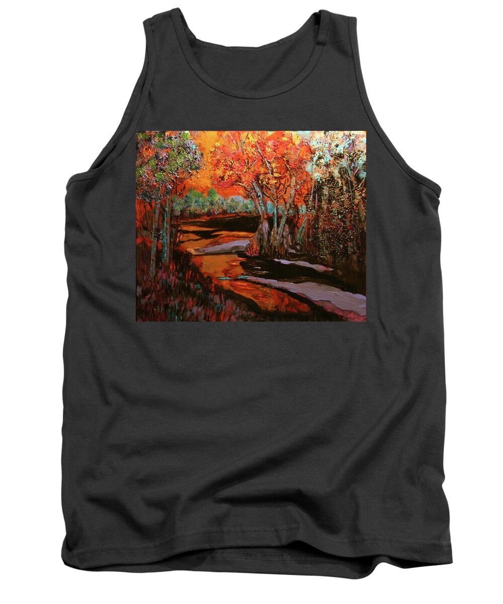 Trees Tank Top featuring the painting THe Magic Hour #2 by Marilyn Quigley