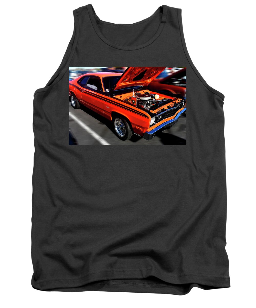 Photography Tank Top featuring the digital art 1973 Plymouth Duster 0- Hemi Orange by Larry Nader