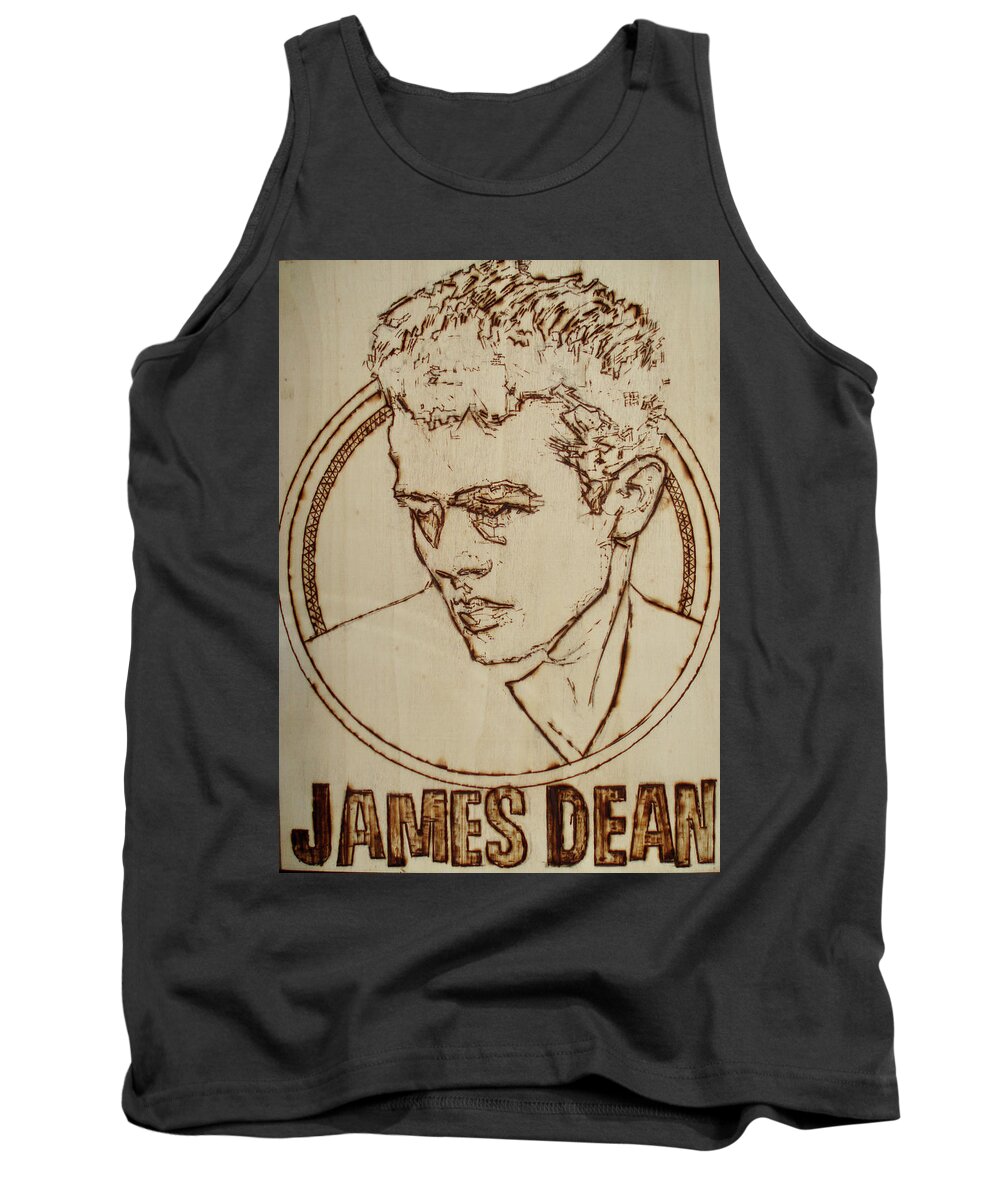 Pyrography Tank Top featuring the pyrography James Dean #1 by Sean Connolly
