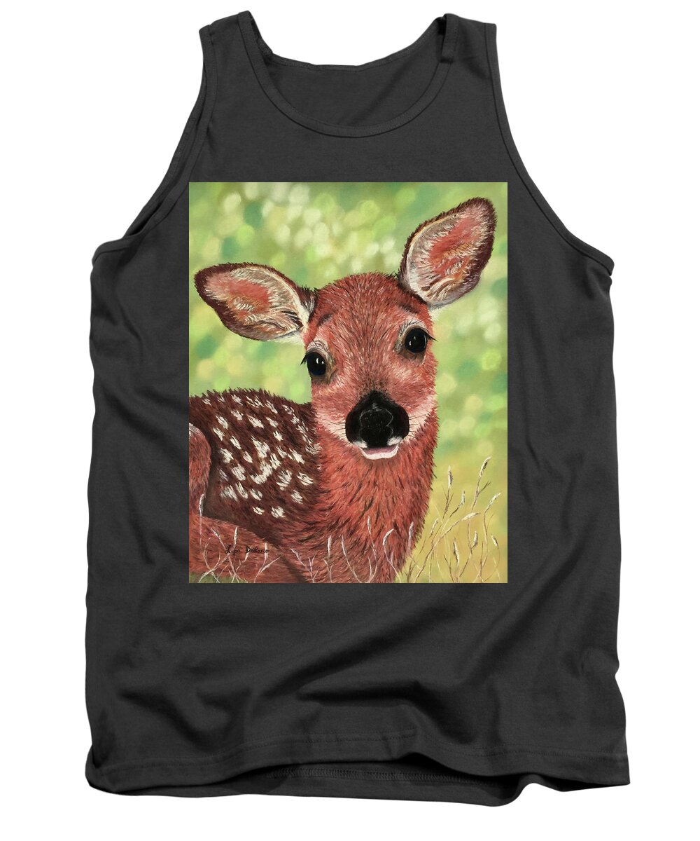 Deer Tank Top featuring the pastel Little Fawn #1 by Lyn DeLano
