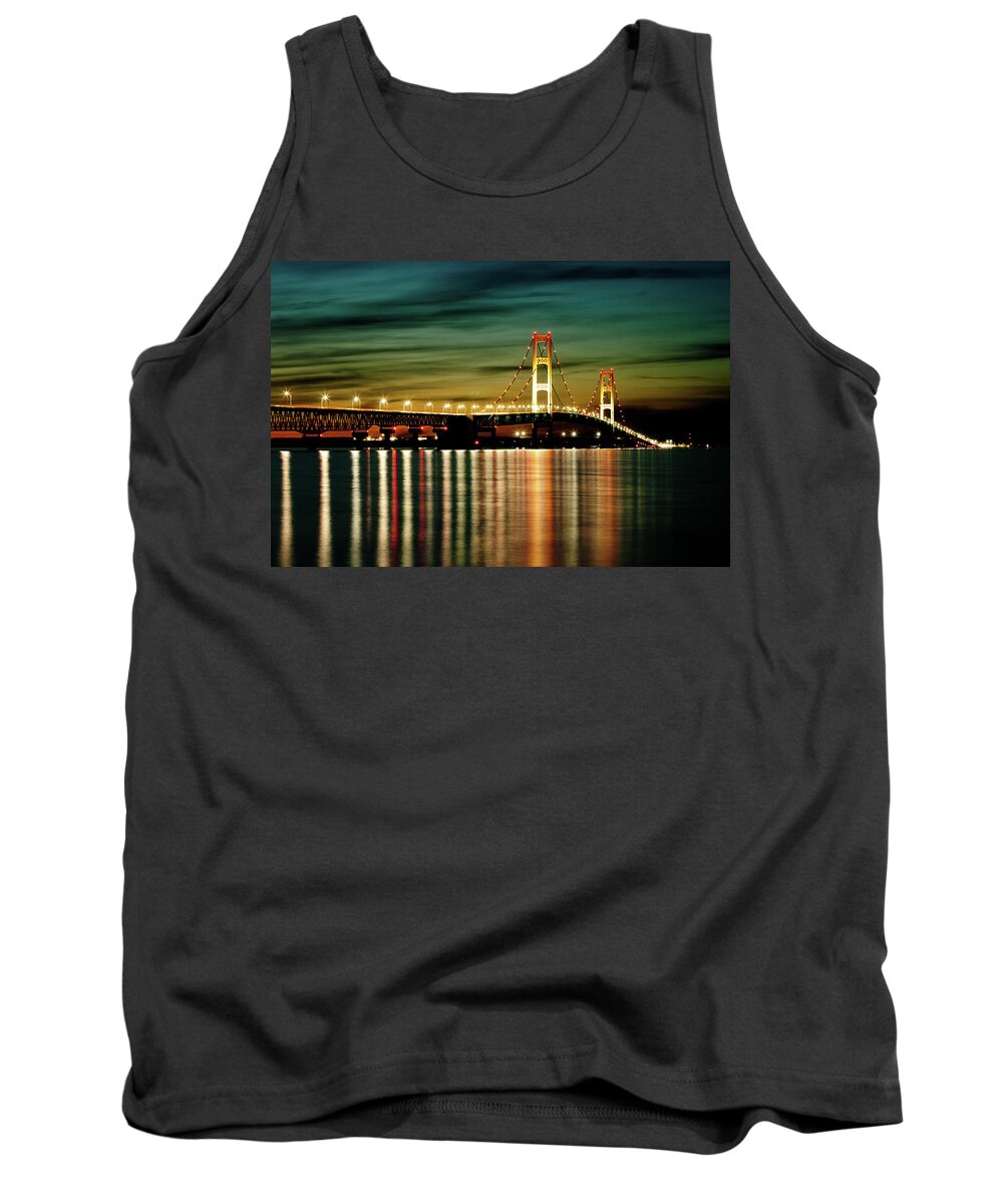 Bridge Tank Top featuring the photograph Mackinac Bridge in the Evening Light #2 by Rich S