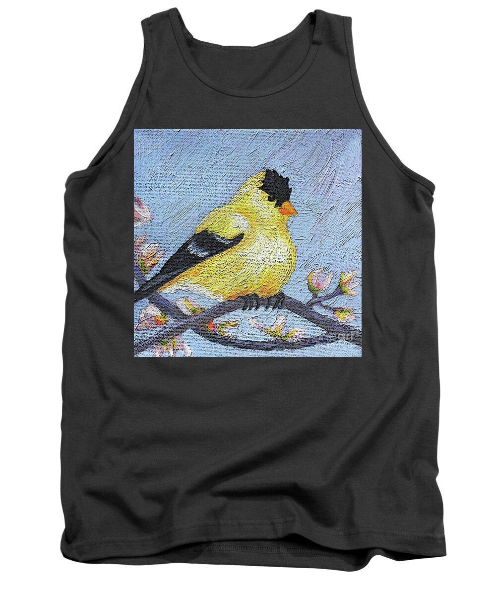 Bird Tank Top featuring the painting 24 Goldfinch by Victoria Page