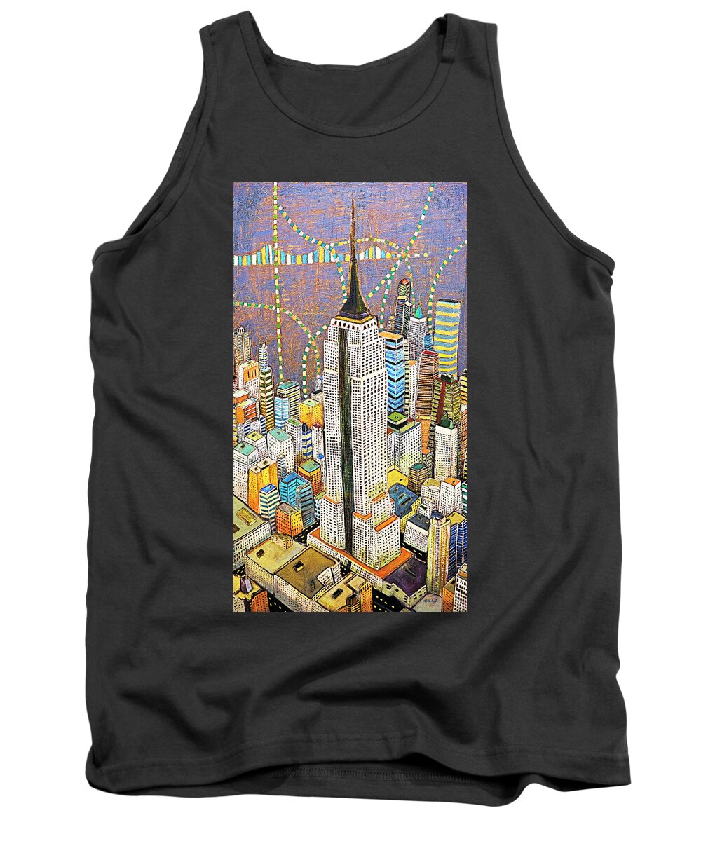 Empire State Building Tank Top featuring the painting The Empire of Manhattan #3 by Habib Ayat
