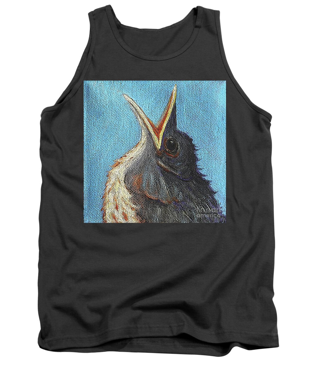 Baby Robin Tank Top featuring the painting 39 Baby Robin by Victoria Page