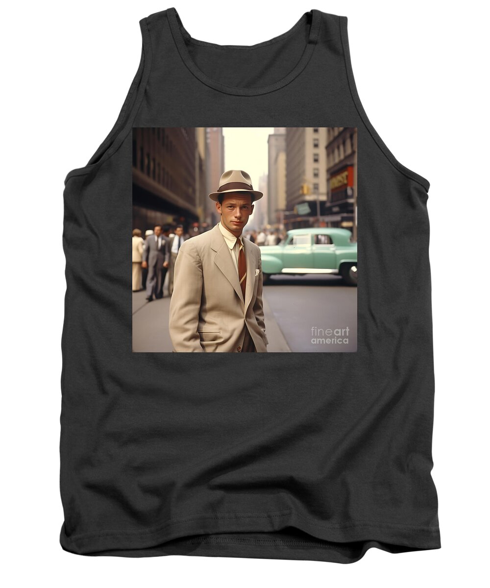 1950s New York. 1950s Movies. Photograph Of Fam Art Tank Top featuring the painting 1950s new york. 1950s movies. photograph of fam by Asar Studios #7 by Celestial Images