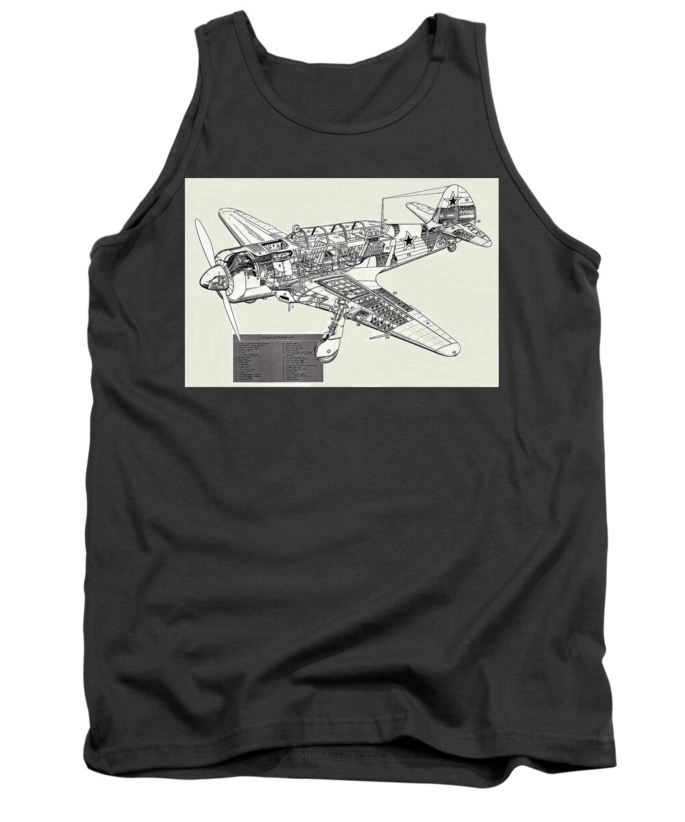 Aircraft Tank Top featuring the mixed media Aircraft Schematic #9 by Aircraft Lover
