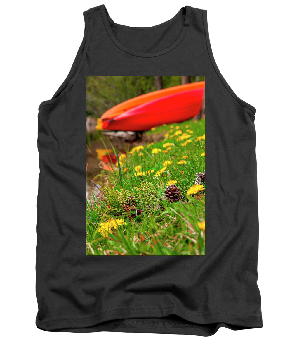 Canoes Tank Top featuring the photograph A Canoe View by Pamela Dunn-Parrish