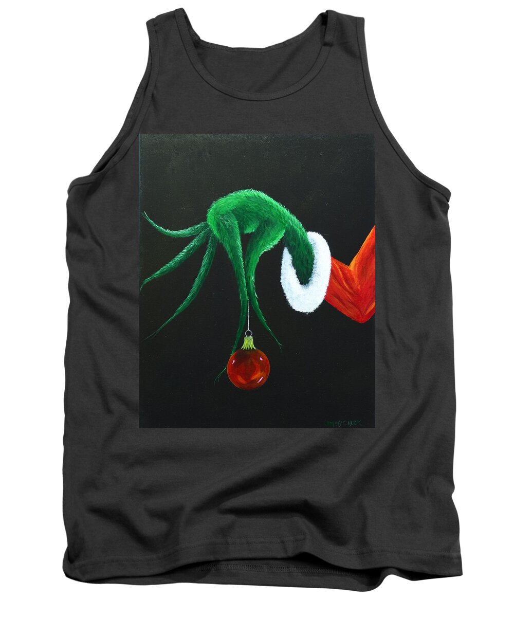 Grinch Tank Top featuring the painting A Christmas Thief by Jimmy Chuck Smith