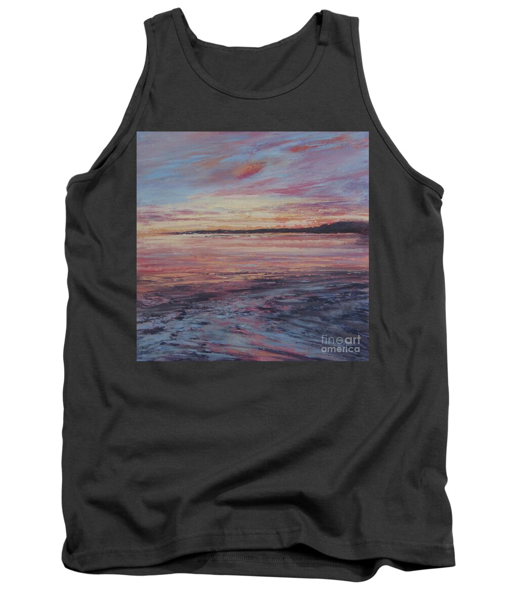 Oil Seascape Tank Top featuring the painting A Colourful End to the Day by Valerie Travers