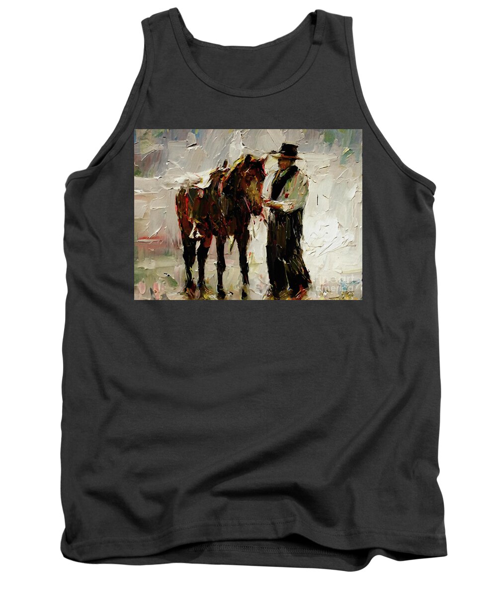 Digital Tank Top featuring the photograph A Cowboy and His Horse by Dr Debra Stewart