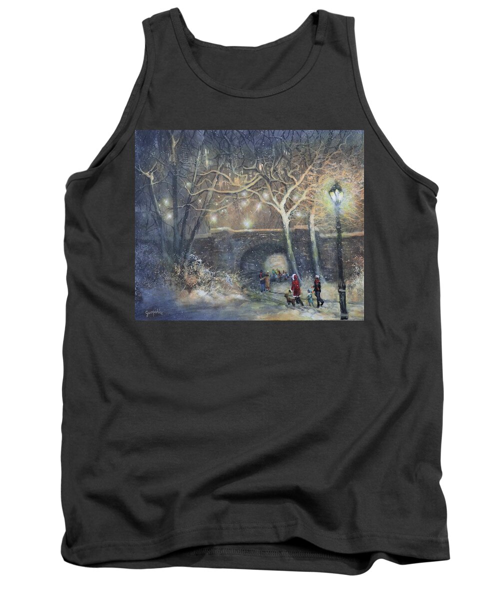 Snowfall Tank Top featuring the painting A Magical Walk by Tom Shropshire